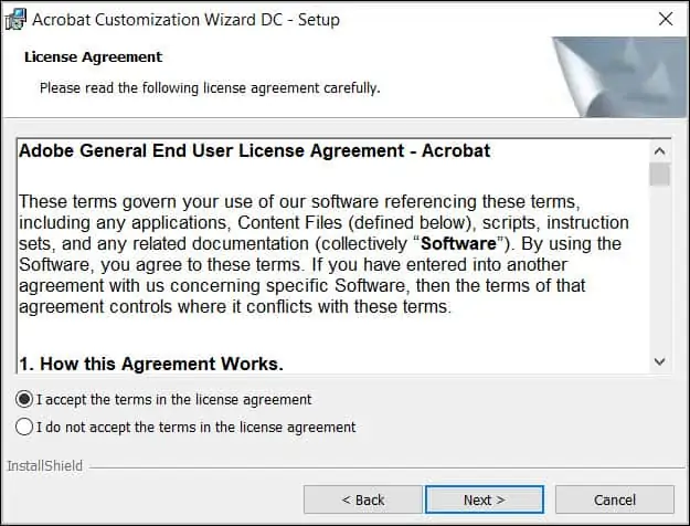 Install Acrobat Customization Wizard DC