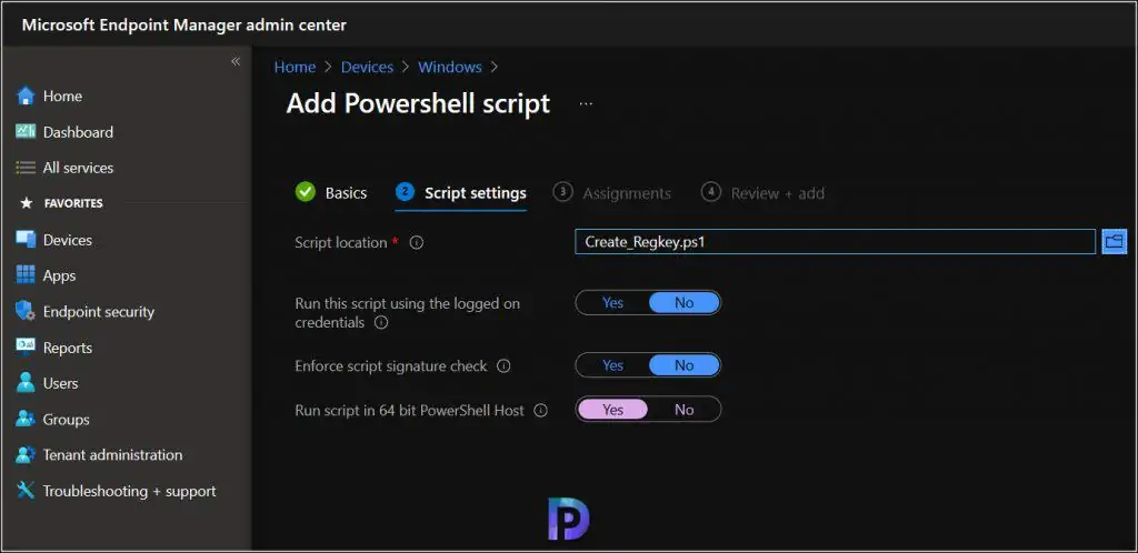 Deploy PowerShell Script Using Intune