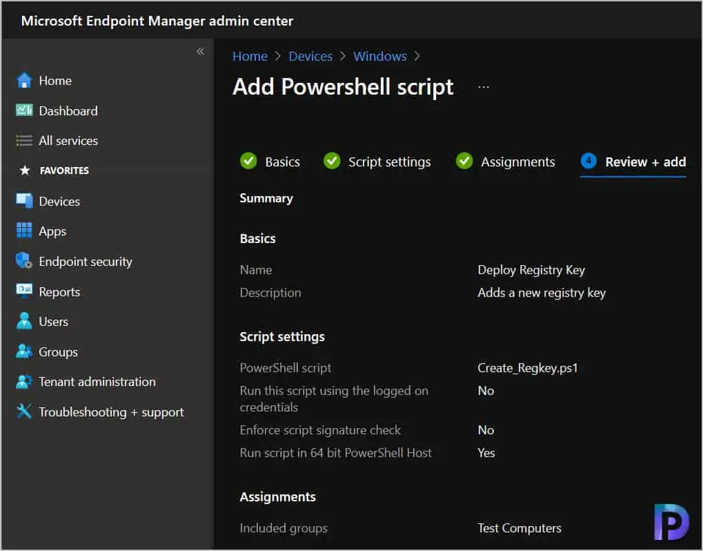 Deploy PowerShell Script Using Intune