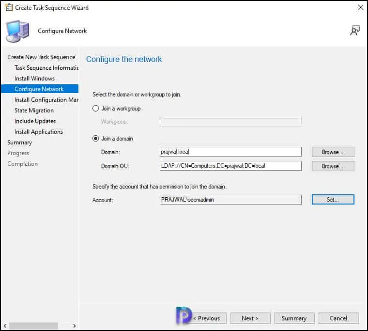 Configure Network and Domain Join