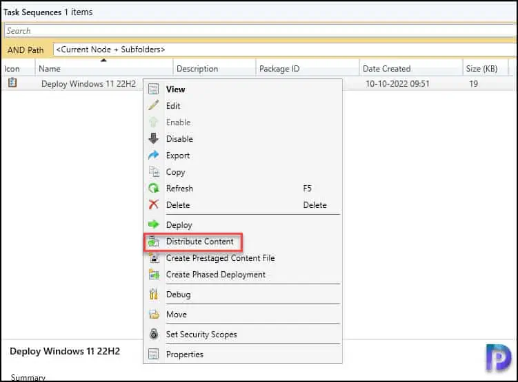 Distribute Windows 11 22H2 Task Sequence to SCCM Distribution Points
