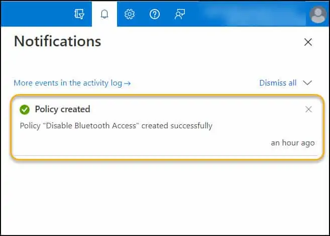 Block Bluetooth using Intune Notification