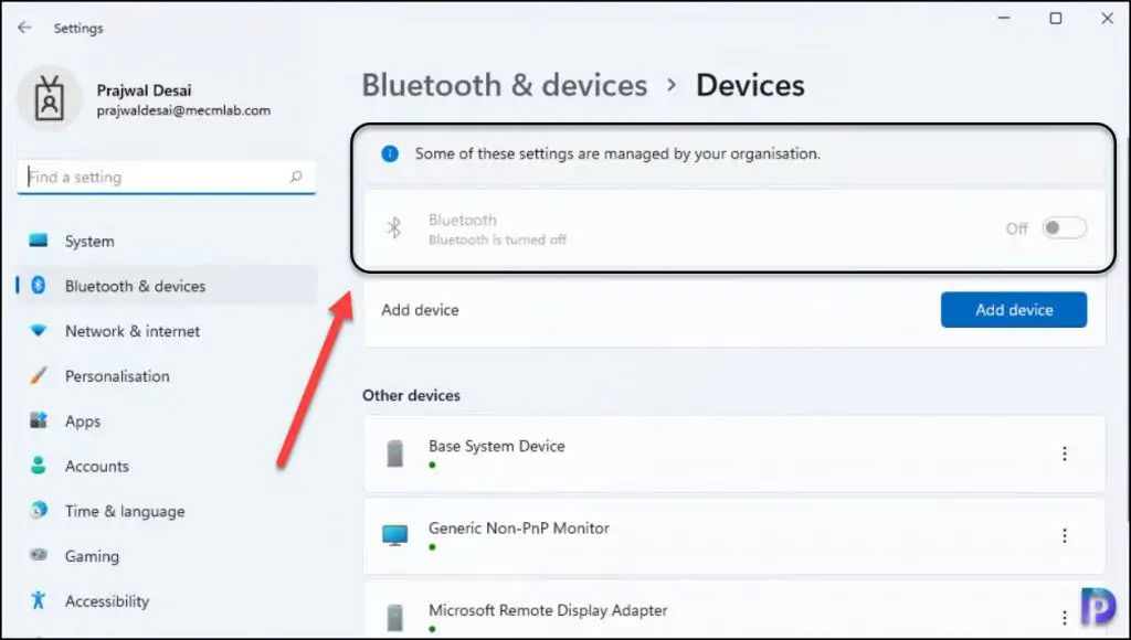 Bluetooth Settings Disabled on Windows 11