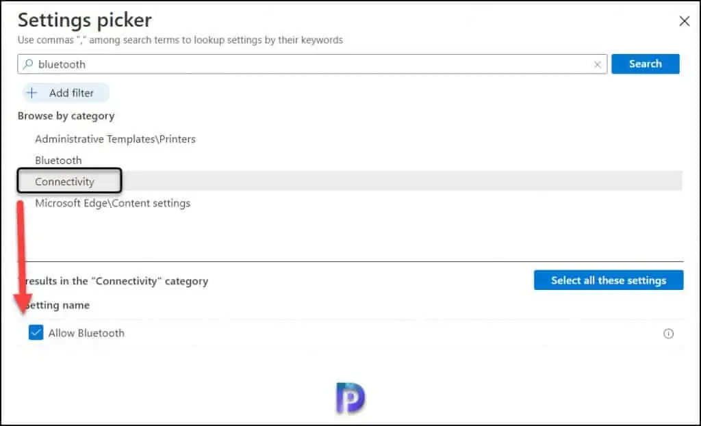 Settings Picker - Block Bluetooth Access using Intune