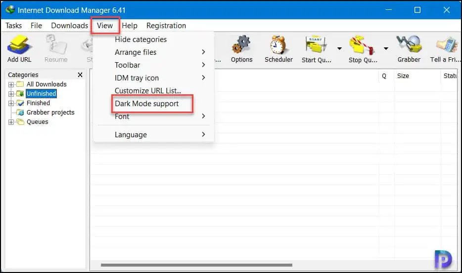 Enable Dark Mode for IDM (Internet Download Manager)