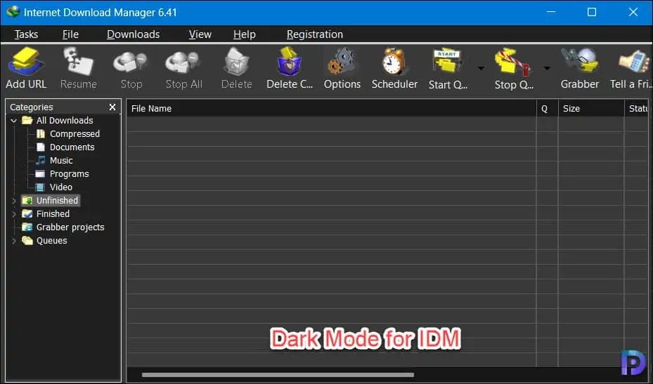 IDM Dark Theme Applied