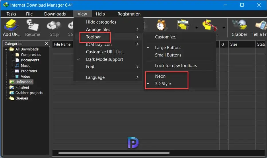 Internet Download Manager Toolbar Themes