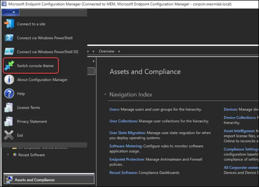 Disable Dark Theme for ConfigMgr Console