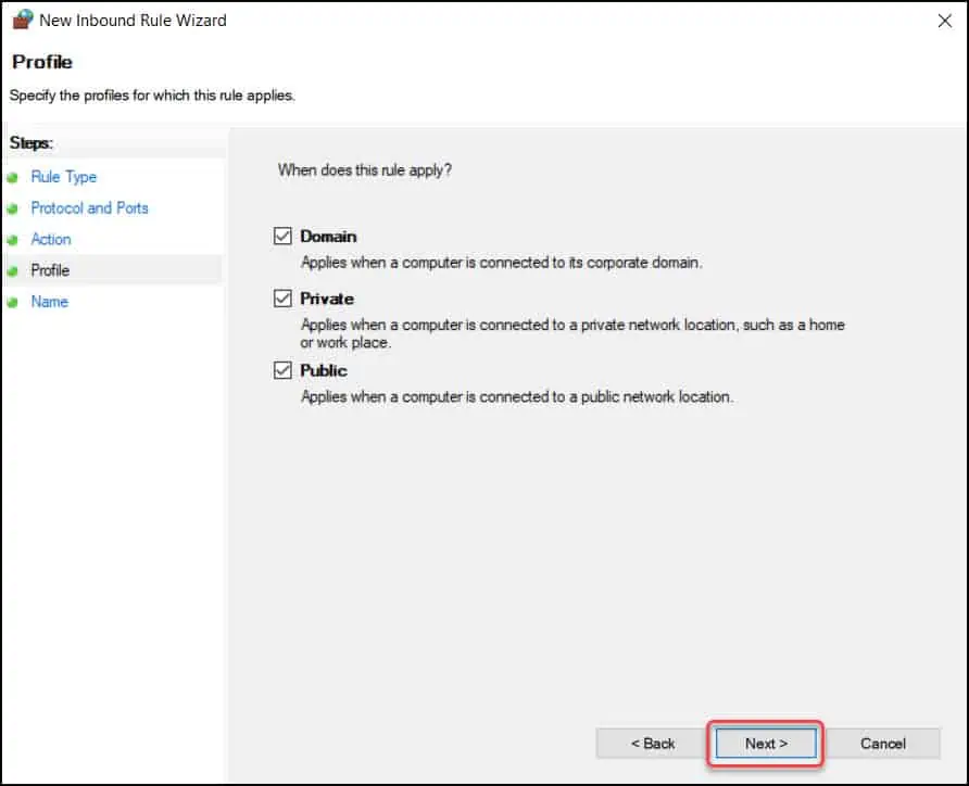 Allow Port 3389 through Windows Firewall