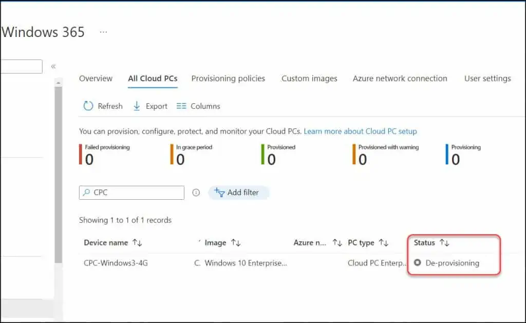 End Grace Period for Cloud PCs