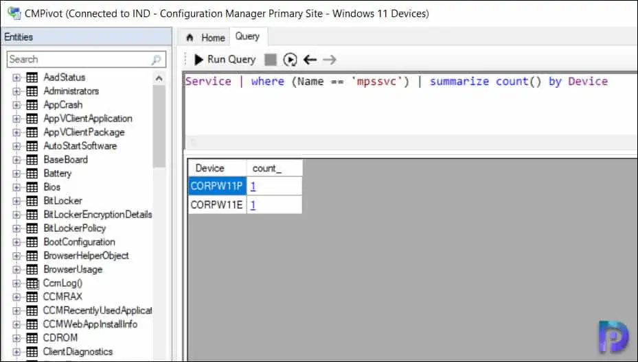 Check the Antimalware Software Service Status using CMPivot Query