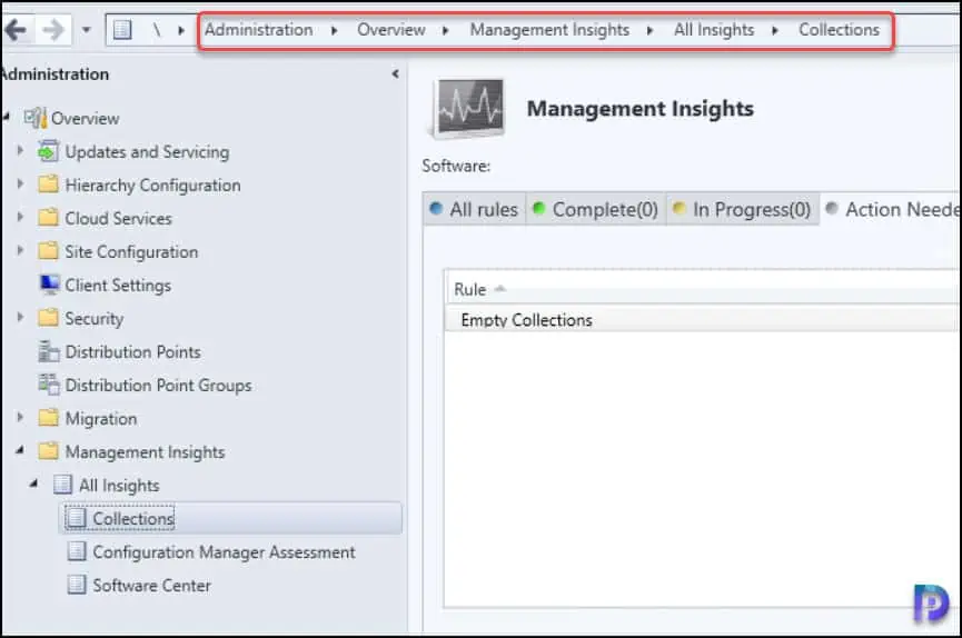 Empty Collections SCCM Management Insights Rule