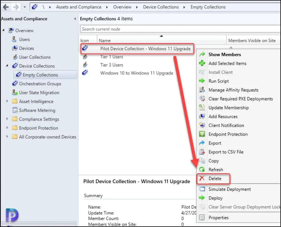 Delete Empty Collection in SCCM