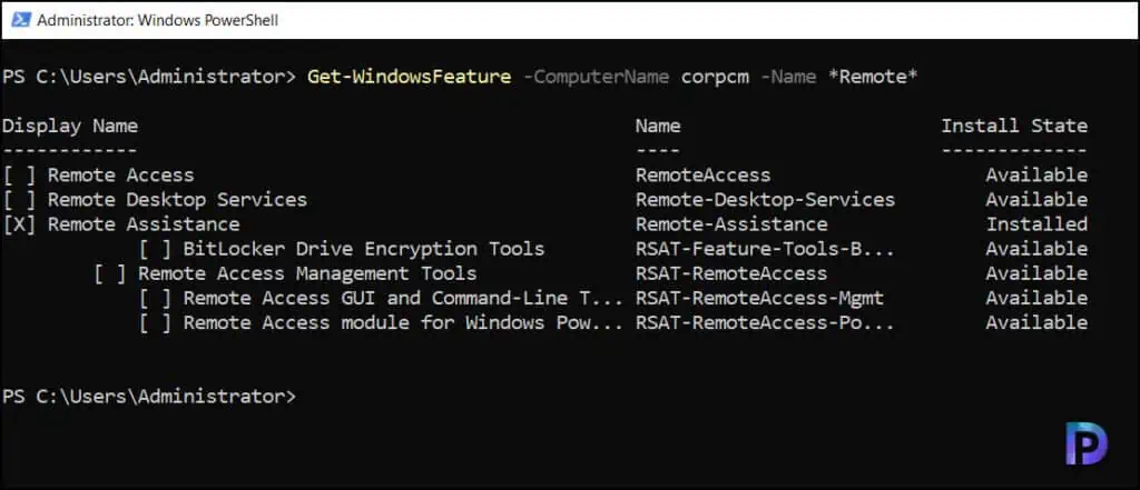 Find Installed Features on Remote Windows Server