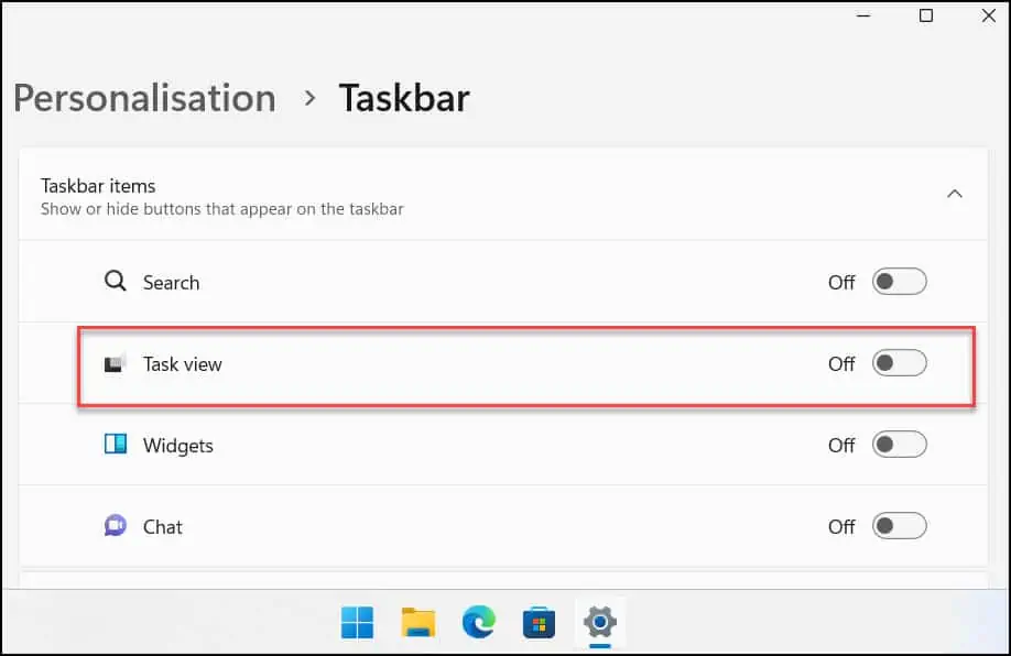 Disable Task View in Windows 11