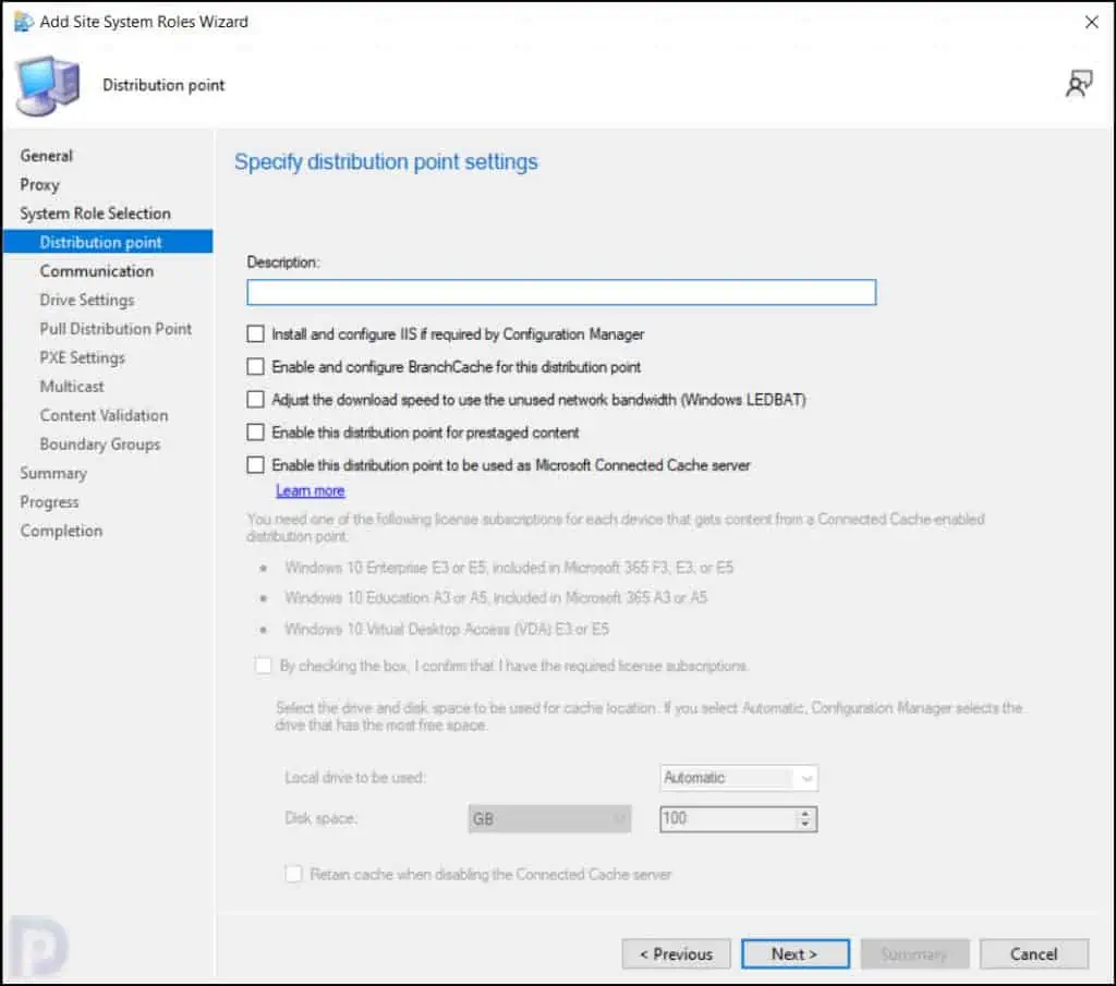 Configure SCCM Distribution Point Settings