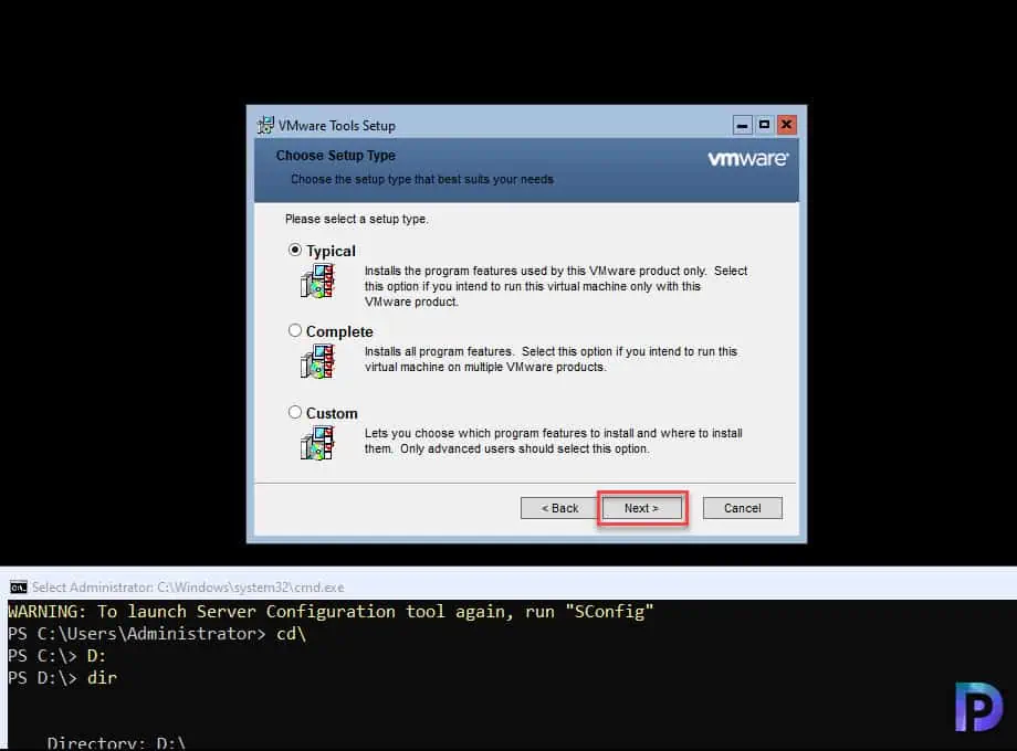 Install VMware Tools on Windows Server Core