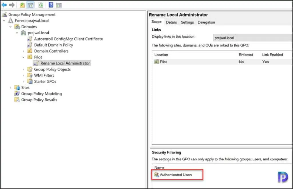 Rename Administrator Account using Group Policy