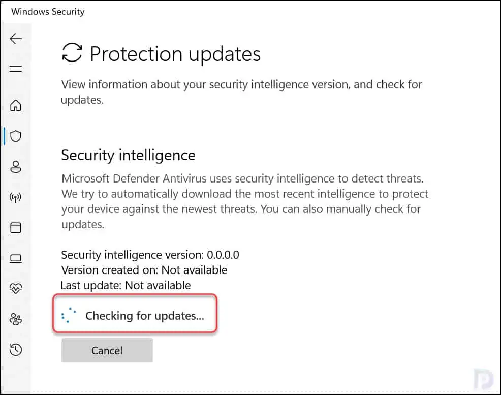 Check Windows Security Protection Updates