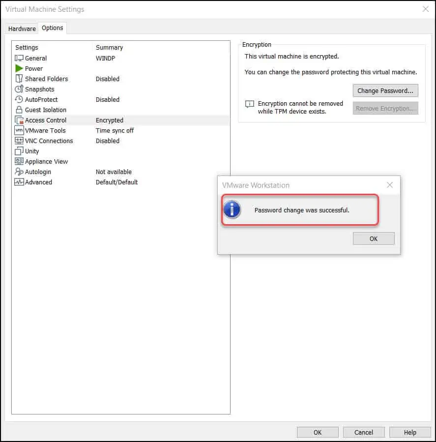 Reset VMware VM Password using Change Password Option