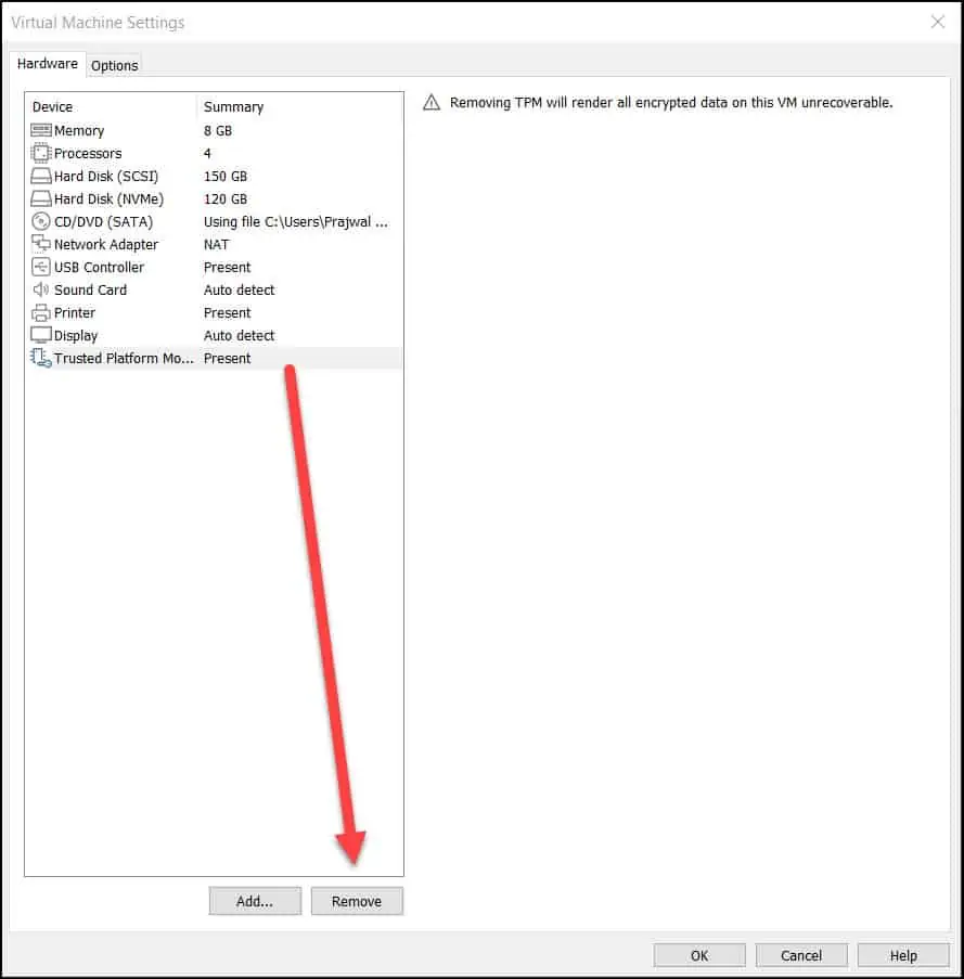 Remove Trusted Platform Module