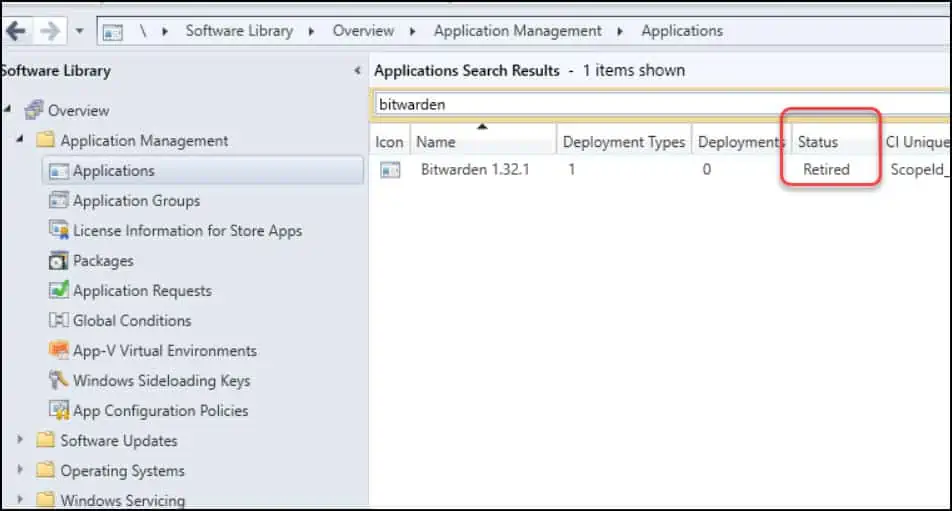 Check Application Status from Configuration Manager Console