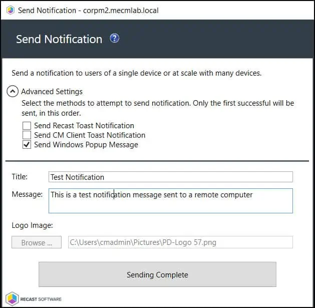 Send Notification | Windows Popup Message