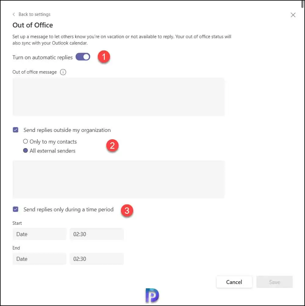 Schedule Out of Office in Microsoft Teams from Profile Picture