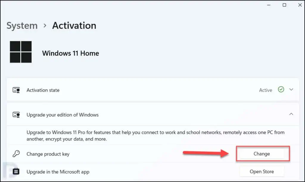 Change Windows 11 Product Key