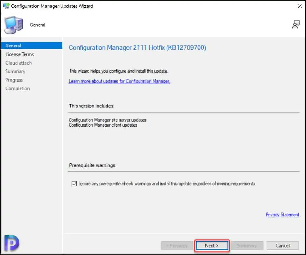 Install ConfigMgr 2111 Hotfix KB12709700