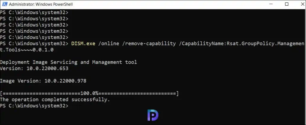 Uninstall Group Policy Management Console using PowerShell