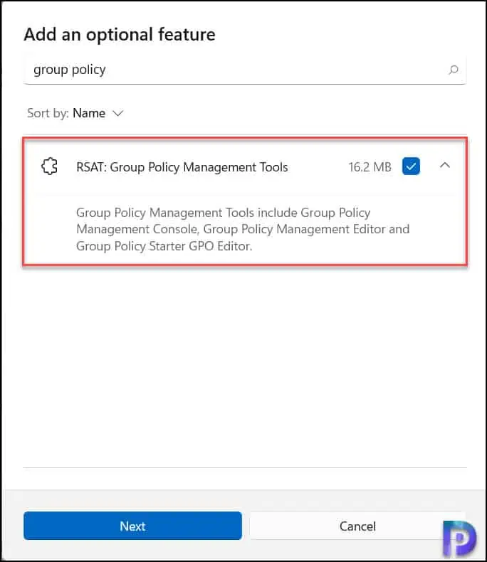 Install Group Policy Management Console using Optional Features