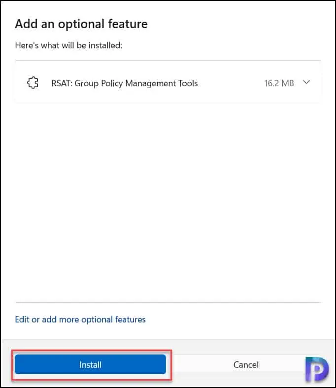 Install Group Policy Management Console using Optional Features