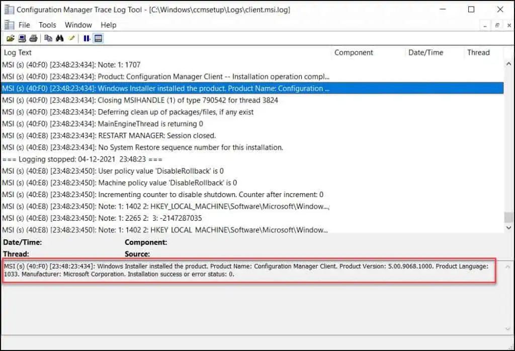 Monitor the client installation on Server 2022