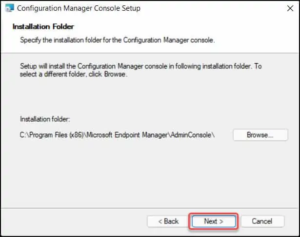 Default SCCM Console Install Location