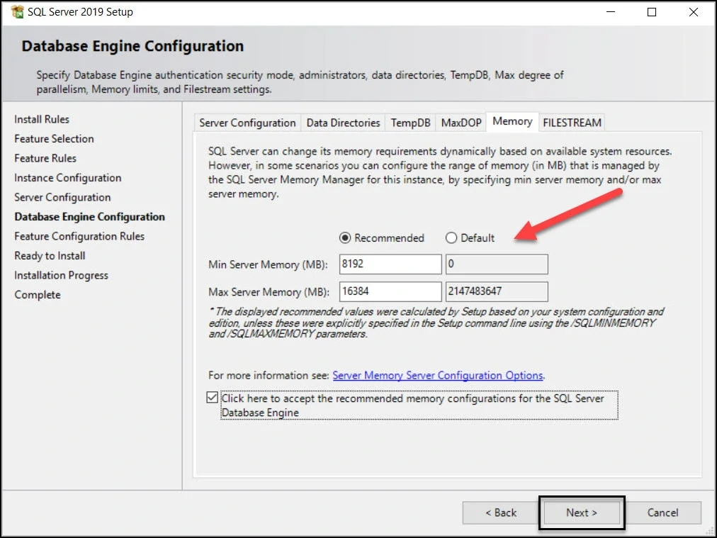 SQL Server 2019 Memory Configuration