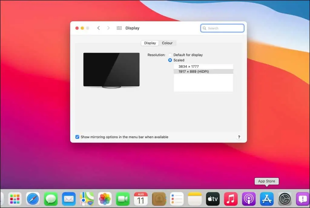 macOS Display Settings