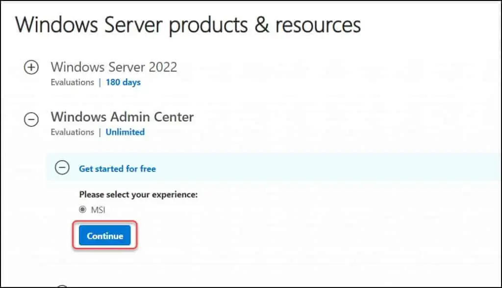 Download Windows Admin Center