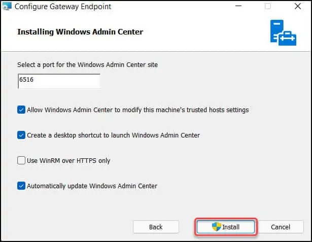 Configure Windows Admin Center Site Port