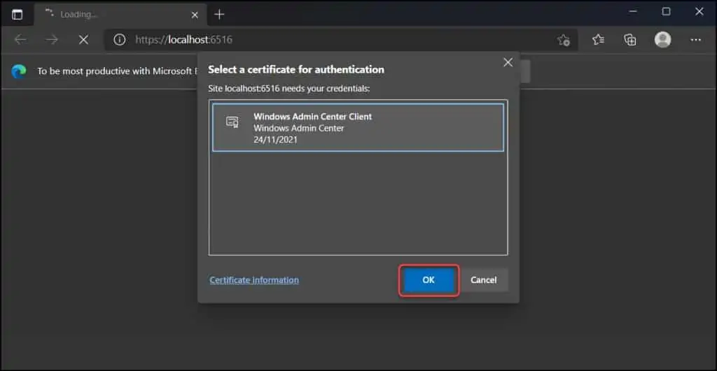 Configure Windows Admin Center Certificate for Authentication