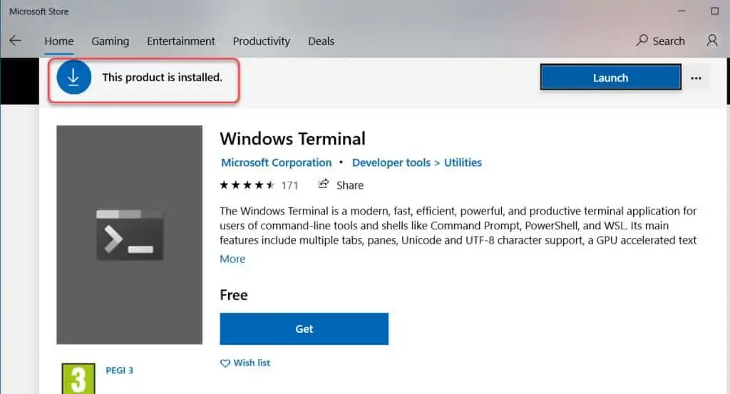 Install Windows Terminal from Microsoft Store