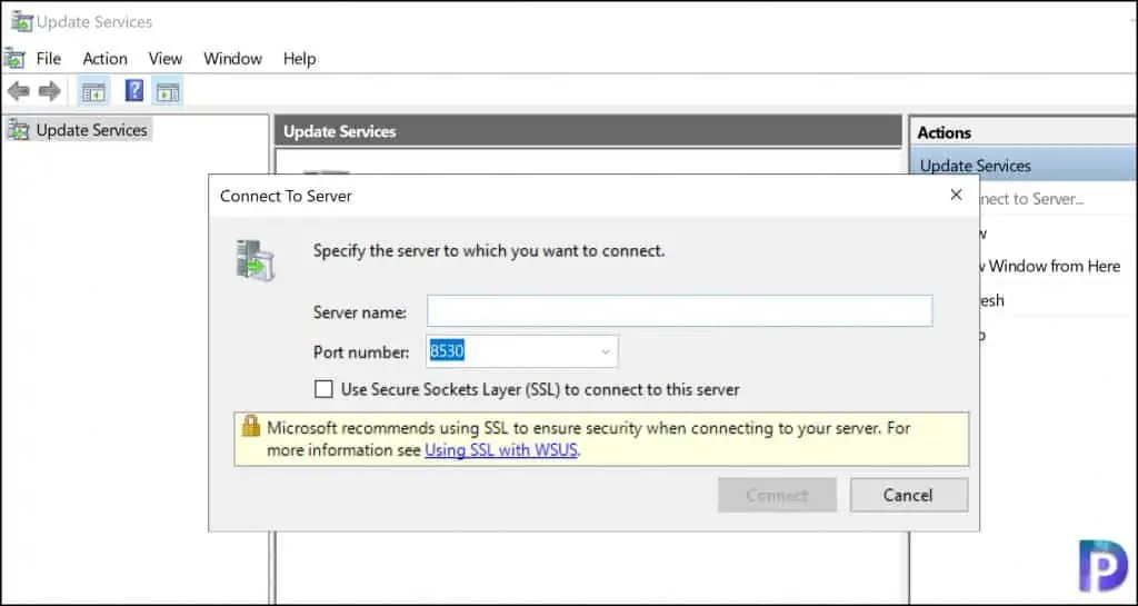 Connect to WSUS Server