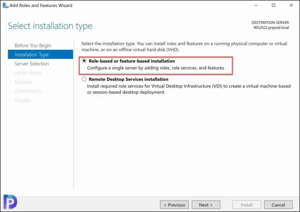 Windows Server Installation Type