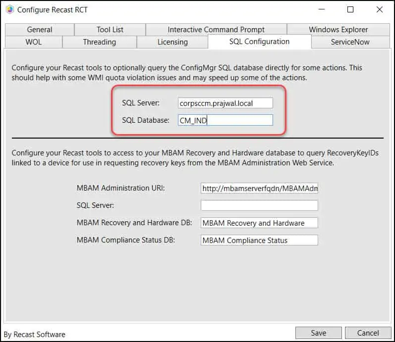 Configure Recast RCT