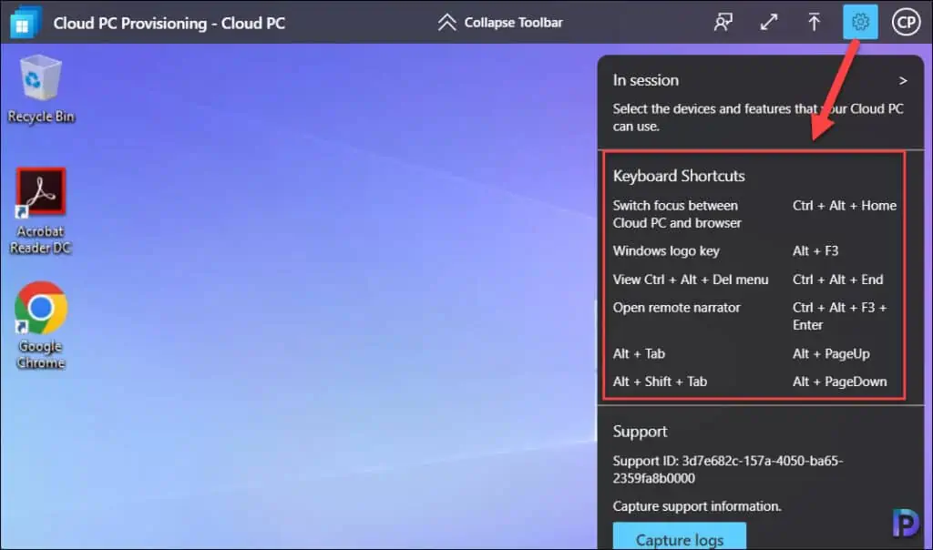 List of Keyboard Shortcuts for Windows 365 Cloud PC