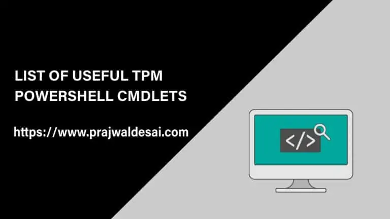 List of Useful TPM PowerShell CmdLets