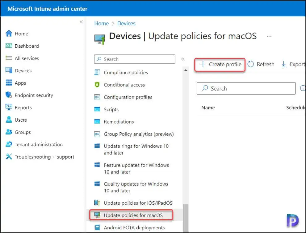 Create a Profile Manage macOS Software Updates using Intune