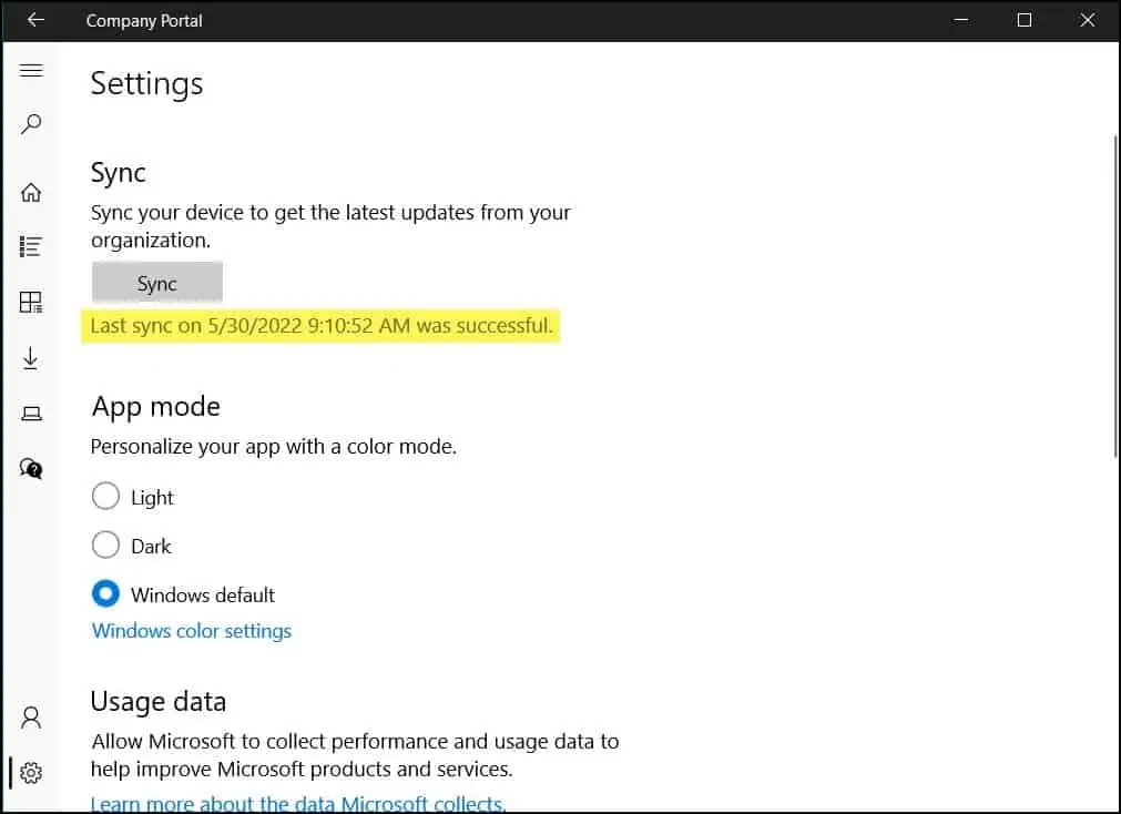 Sync Intune Policies from Company Portal App