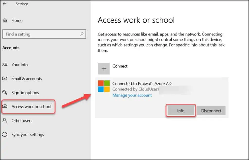 Perform Intune Policy Sync using Settings App