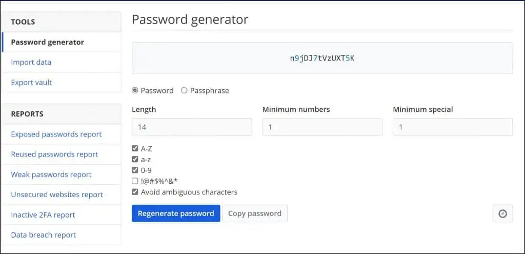 Bitwarden Password Generator